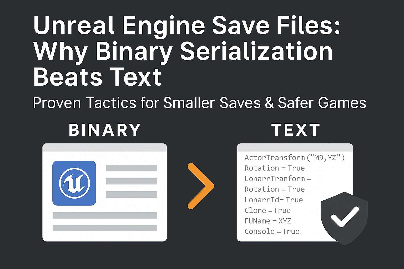 Unreal Engine Save Files: Why Binary Serialization Beats Text (Proven Tactics for Smaller Saves & Safer Games)