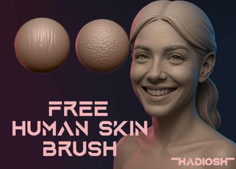 Professional Human Skin Sculpting Brushes for ZBrush - Free Skin Brush Pack