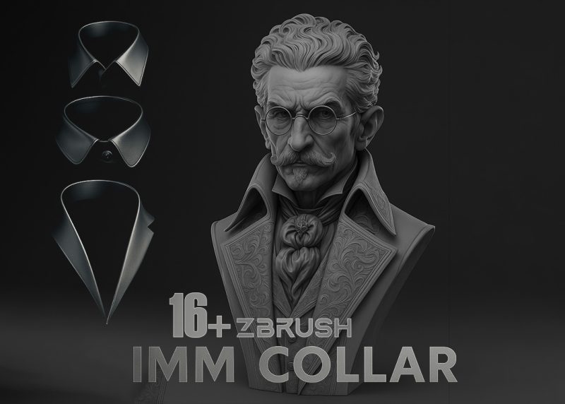 Professional IMM Collar Brush Pack for ZBrush | 16 Premium Collars
