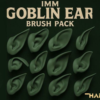FREE Goblin Ear IMM Brush Pack for ZBrush | 17 Fantasy Creature Ears
