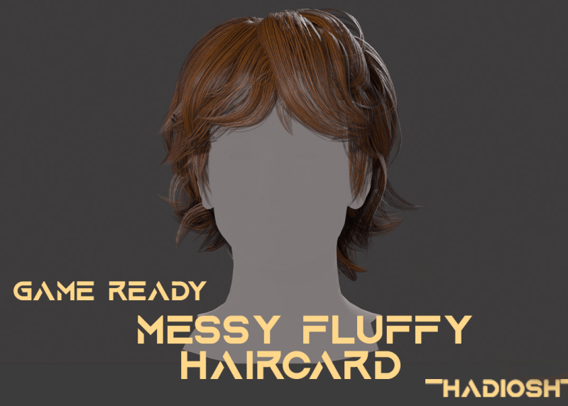Messy Fluffy HairCard 3d Model