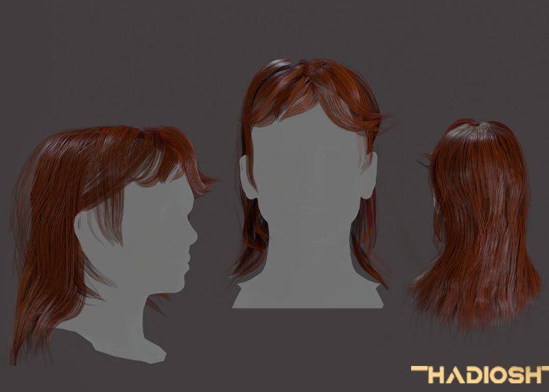 Female Long Hair Haircard System - Game-Ready Model
