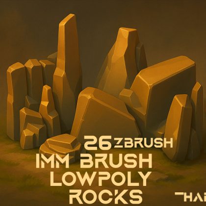 FREE Download: 26 Lowpoly Rocks IMM Brushes for ZBrush | Game-Ready Stone Pack