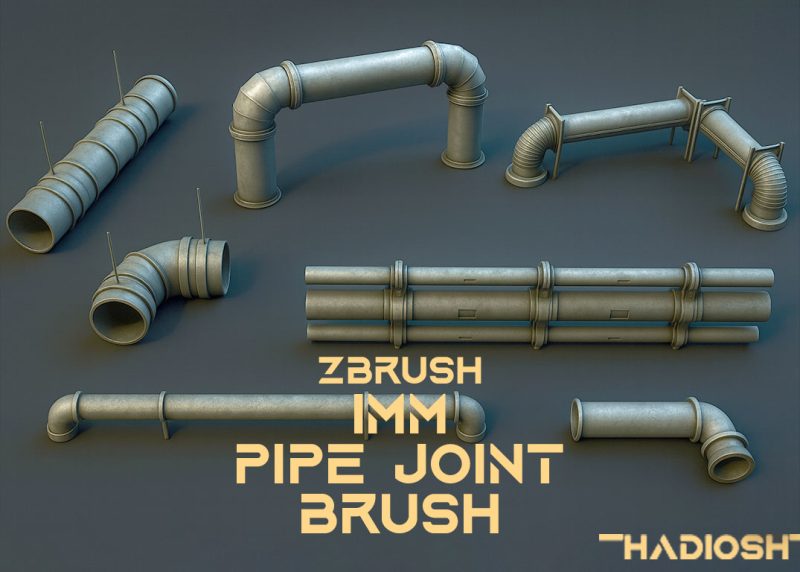 IMM Pipe & Joint ZBrush Brush - Professional Scene Design Kit