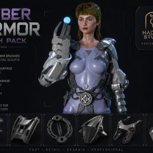 Cyber Armor Brush Pack – 250+ Sci-Fi IMM ZBrush Brushes for Armor, Mechs, Cyborgs & Hard Surface Characters