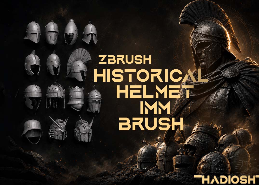 Historical Helmet IMM Brush Pack for ZBrush – 60+ Helmets from Different Eras
