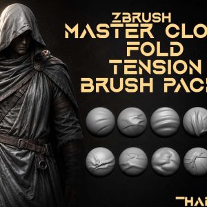 Master Cloth Fold & Tension Brush Pack for ZBrush – 40+ Alpha Brushes